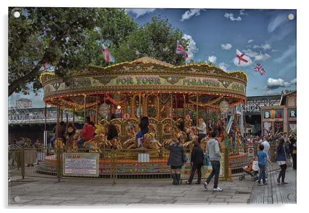 Carousel in London Acrylic by Darryl Brooks