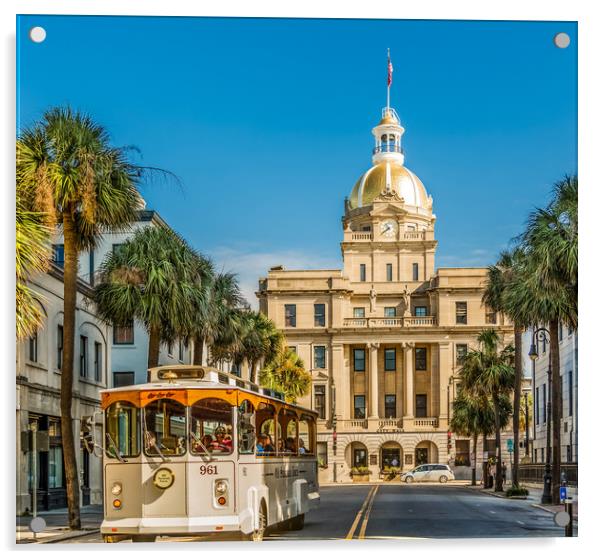 Savannah Tour and City Hall Acrylic by Darryl Brooks