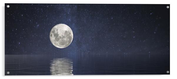Full Moon at Sea Acrylic by Darryl Brooks