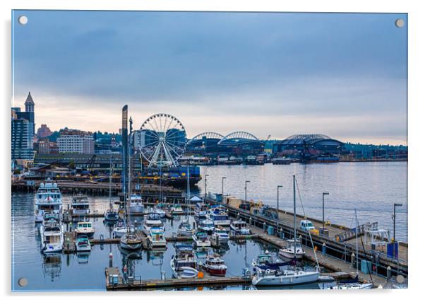 Early Morning on Seattle Waterfront Acrylic by Darryl Brooks