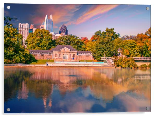 Atlanta Skyline in Lake Acrylic by Darryl Brooks