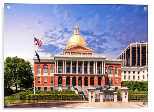 Massachusetts State House Acrylic by Darryl Brooks