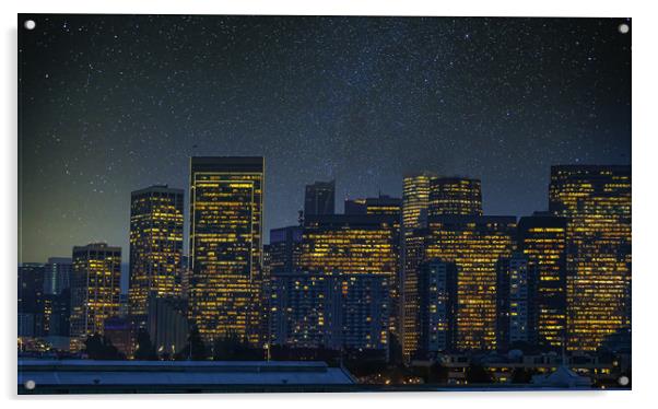 City by Night Acrylic by Darryl Brooks