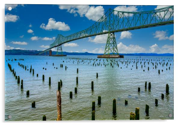 Astoria Oregon Bridge Acrylic by Darryl Brooks