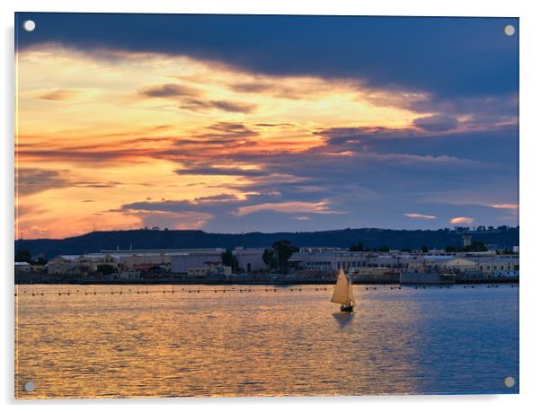 Sailboat at Sunset Acrylic by Darryl Brooks