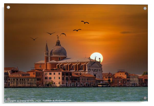 Venice Church Beyond Channel Acrylic by Darryl Brooks