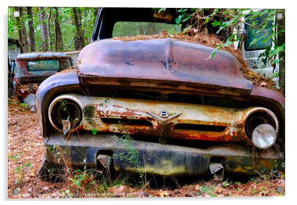 Old Rusty V8 Acrylic by Darryl Brooks