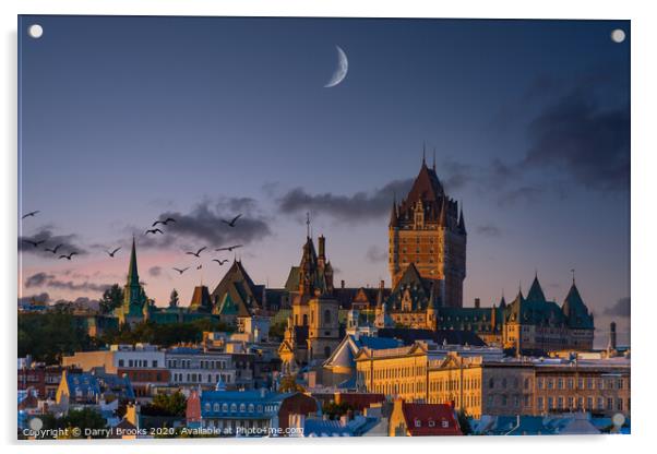 Quebec City in Blue Evening Light Acrylic by Darryl Brooks