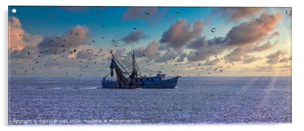 Shrimp Boat into Sunrise Acrylic by Darryl Brooks