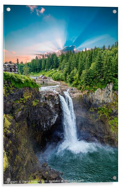 Snoqualmie Falls with Sunlight Acrylic by Darryl Brooks