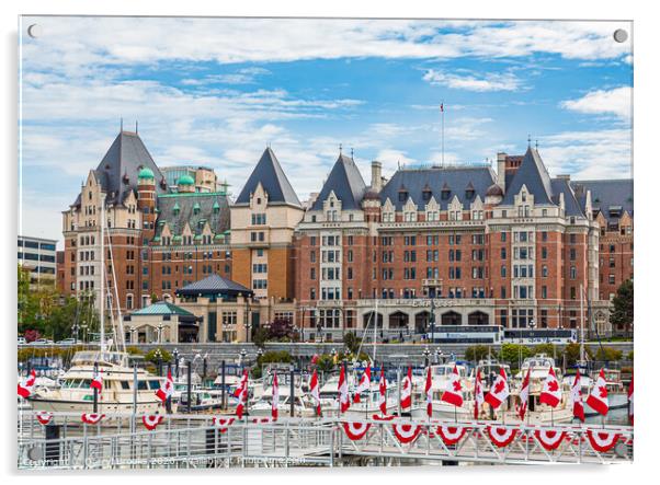 The Empress Hotel Across the Harbor Acrylic by Darryl Brooks
