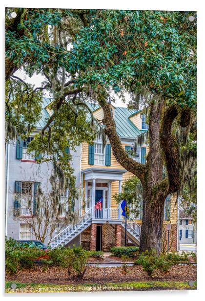 Flags on Traditional Southern Home in Savannah Acrylic by Darryl Brooks