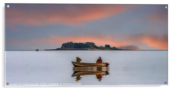 Two Fisherman on Foggy Alaska Waterway Acrylic by Darryl Brooks