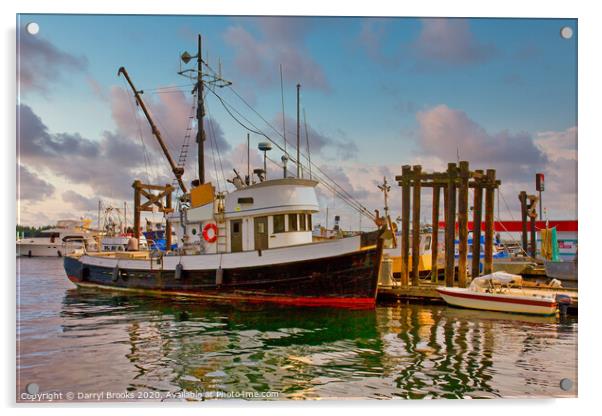 Old Fishing Trawler at Dock Acrylic by Darryl Brooks