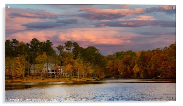 Lakeside Home in Sunset Sky Acrylic by Darryl Brooks