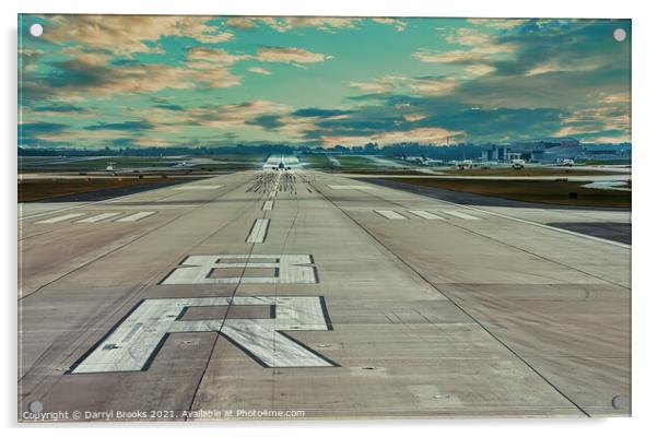 Departing Runway 8R Acrylic by Darryl Brooks