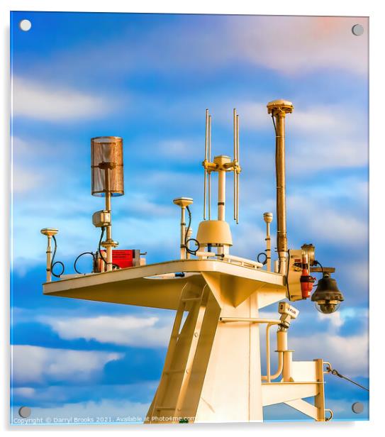 Ships Communication Gear Under Colorful Skies Acrylic by Darryl Brooks