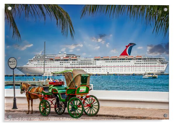 Horse and Buggy by Luxury Cruise Ship Acrylic by Darryl Brooks
