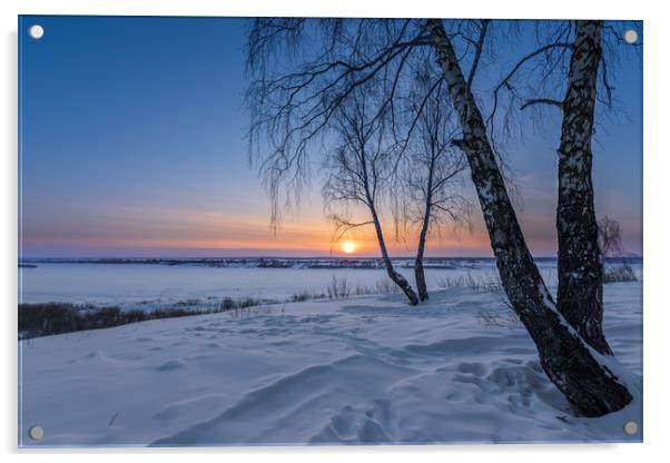 Frosty sunset Acrylic by Dobrydnev Sergei
