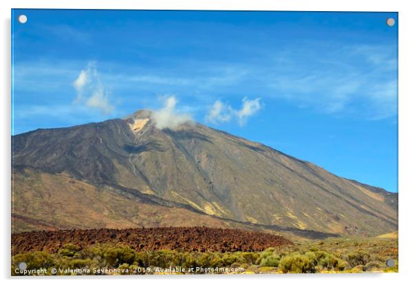 Teide volcano in Teide National Park. Acrylic by Valentina Severinova