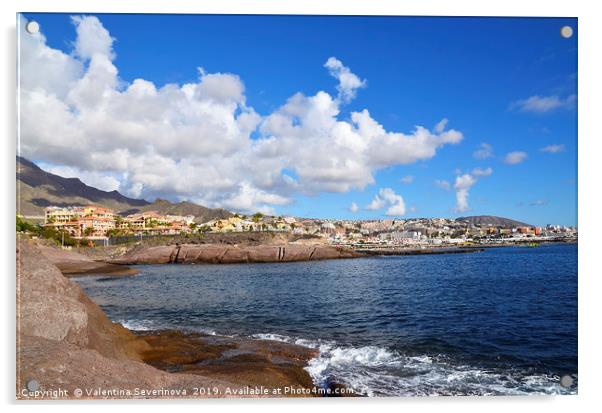 Coastal view of Costa Adeje in Tenerife Acrylic by Valentina Severinova