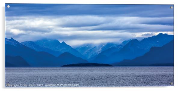 Fiordland Mountain Range in New Zealand Acrylic by Jon Jones