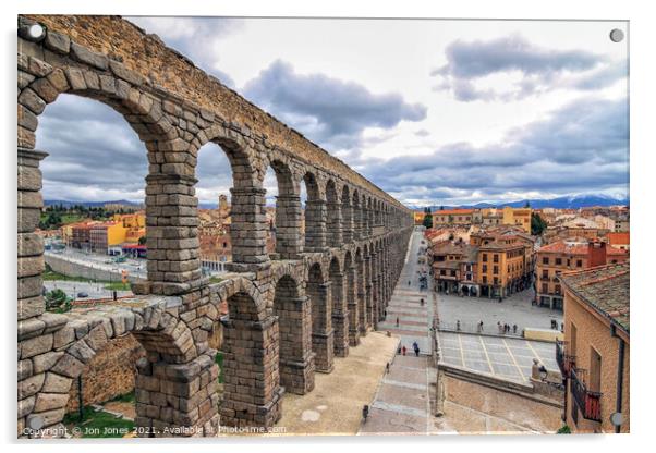 Roman Aqueduct at Segovia in Spain  Acrylic by Jon Jones