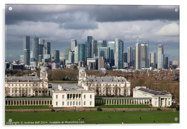 Queen's House Docklands skyline Acrylic by Andrew Bell