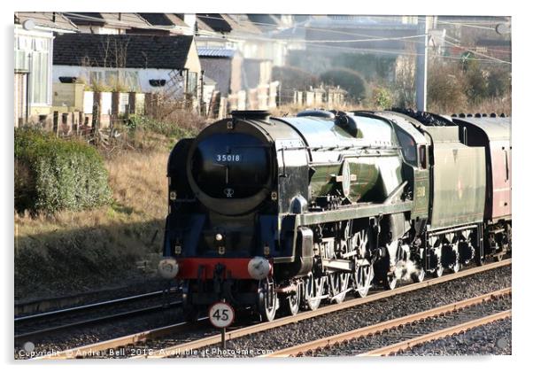 35018  British India Line at Hest Bank Acrylic by Andrew Bell