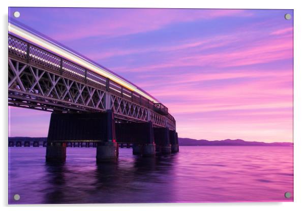 Tay Rail Bridge at Sunset Acrylic by Tom Starkey