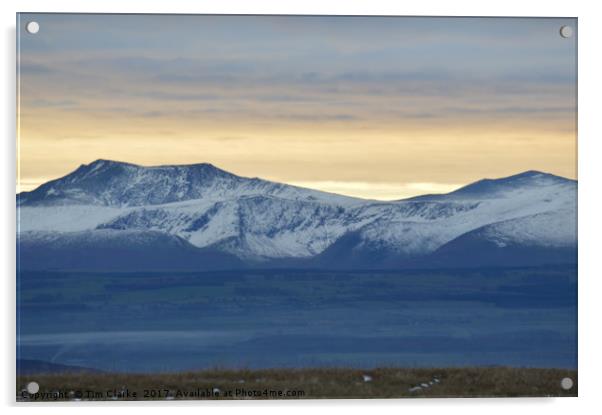 snow capped mountains Acrylic by Tim Clarke