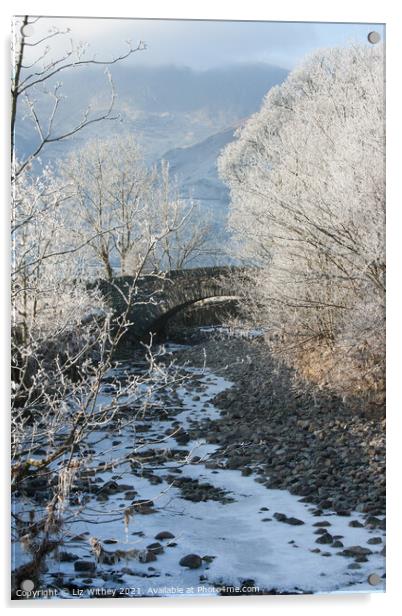 Middlefell Bridge in Winter Acrylic by Liz Withey