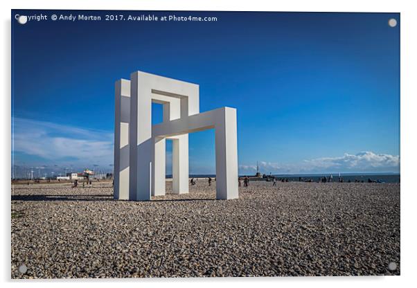 Structure On The Beach In Le Havre, France Acrylic by Andy Morton