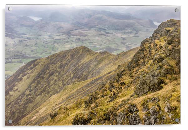View from the top of Blencathra  Acrylic by James Marsden