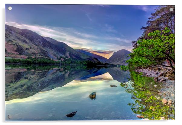 Captivating Sunrise at Buttermere Water Acrylic by James Marsden