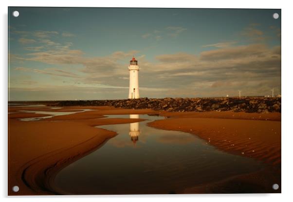         Reflections .   New Brighton Lighthouse ,  Acrylic by Alexander Pemberton