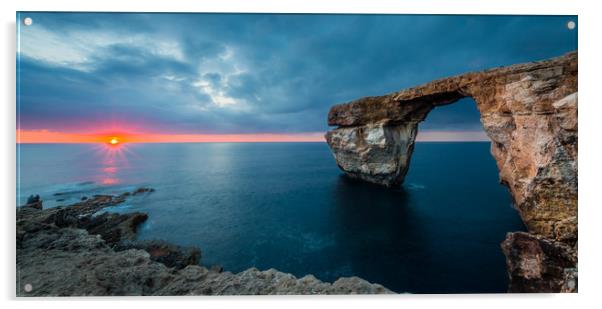 Azure Window Sunset Malta Acrylic by Ed Alexander