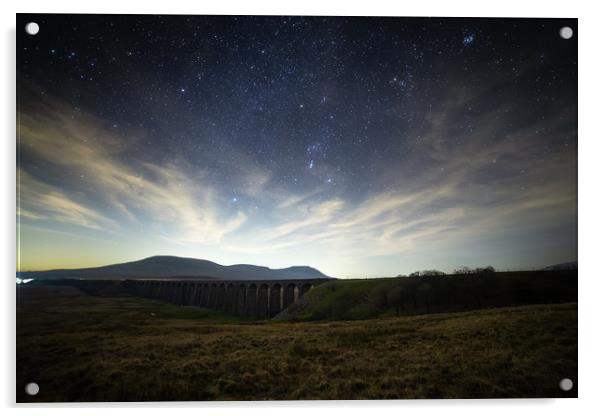 Ribblehead Viaduct, Ingleborough and Orion Acrylic by Pete Collins