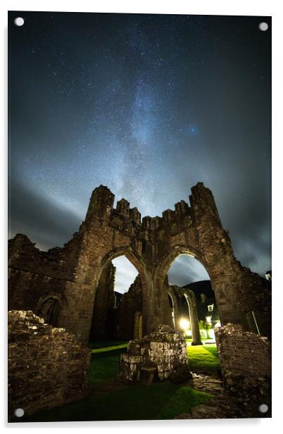 Llanthony Priory & the Milky Way Acrylic by Pete Collins