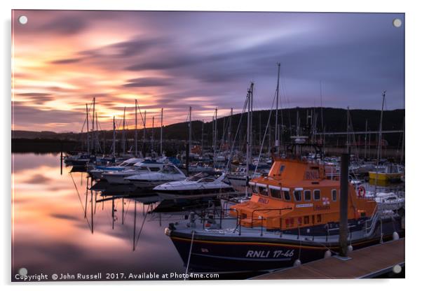 Inverness Marina Sunset Acrylic by John Russell