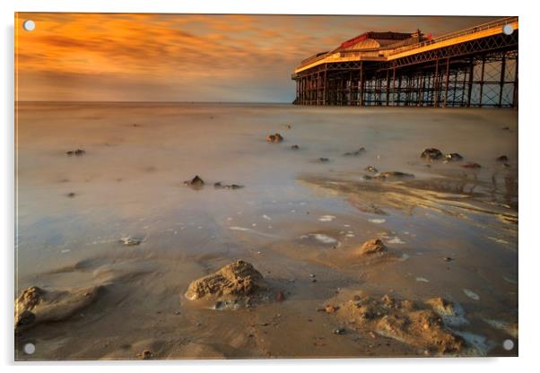 "Ethereal Dance: A Mesmerizing Cromer Pier Sunset" Acrylic by Mel RJ Smith