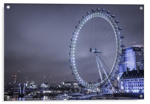 "Midnight Symphony: London's Enchanting Eye" Acrylic by Mel RJ Smith