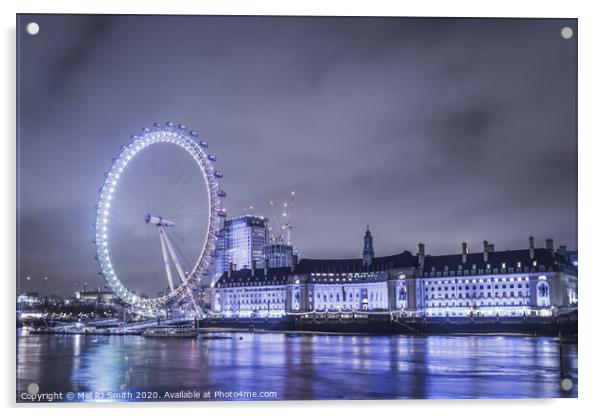 "London Eye: A Nighttime Spectacle" Acrylic by Mel RJ Smith