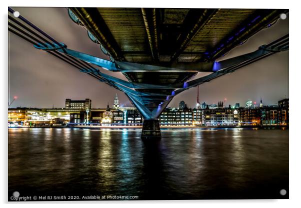 "Vibrant Symphony under the Millennium Bridge" Acrylic by Mel RJ Smith