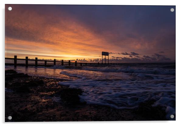"Autumn Sunrise Embraces Littlehampton's Coastal M Acrylic by Mel RJ Smith