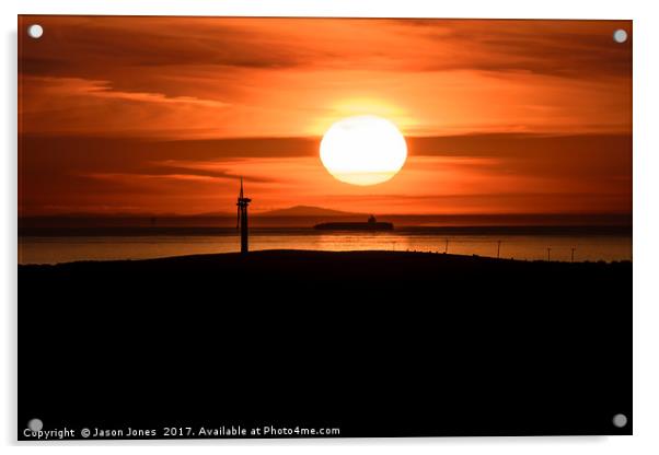 Isle of Anglesey View of Ireland Mountains Sunset Acrylic by Jason Jones