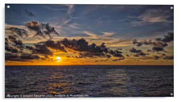 Sunset, Irish Sea Acrylic by Edward Kilmartin