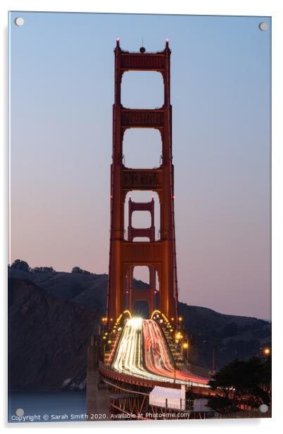 Golden Gate Bridge traffic long exposure  Acrylic by Sarah Smith