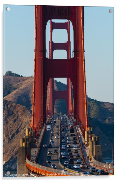 Golden Gate Bridge traffic Acrylic by Sarah Smith