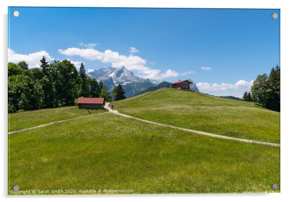 Eckbauer Alm mountain meadow near Garmisch Acrylic by Sarah Smith